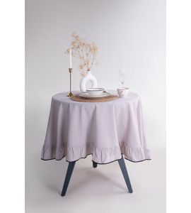 Кругла скатертина з вареної бавовни Limasso Exclusive Essualte Ø160 см. Opal Grey