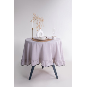 Кругла скатертина з вареної бавовни Limasso Exclusive Essualte Ø160 см. Opal Grey
