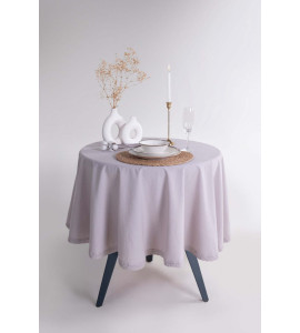 Кругла скатертина з вареної бавовни Limasso French Ø160 см. Opal Grey