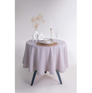 Кругла скатертина з вареної бавовни Limasso French Ø160 см. Opal Grey