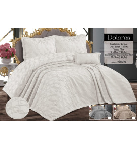Покривало з бахромою Kayra 240х260 см. Dolores Cream