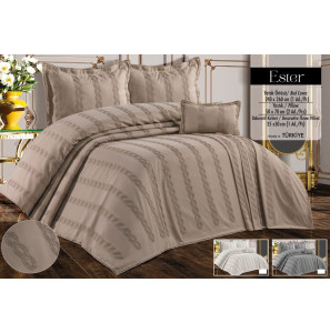 Покривало з бахромою Kayra 240х260 см. Ester Cappuccino