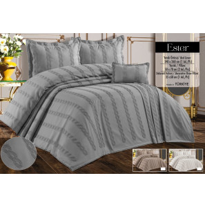 Покривало з бахромою Kayra 240х260 см. Ester Grey Покривало з бахромою Kayra 240х260 см. Ester Grey
