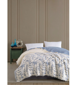 Муслінове покривало Charlotte Blossom 230х250см. Blue