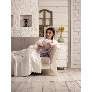 Флісовий плед Kayra 185x215см Полар Молочний