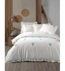 Постільна білизна Saheser Stonewashed 160х220см сімейна Florita Mint