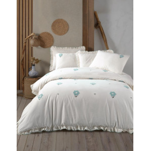 Постільна білизна Saheser Stonewashed 160х220см сімейна Florita Mint