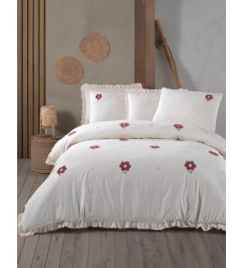 Постільна білизна Saheser Stonewashed 160х220см сімейна Florita Maroon