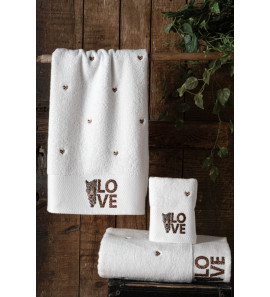 Подарунковий набір рушників Moss, 3 шт. з вишивкою Leopar 30х50 см., 50х90 см., 70х140 см..
