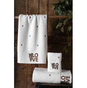 Подарунковий набір рушників Moss, 3 шт. з вишивкою Leopar 30х50 см., 50х90 см., 70х140 см..