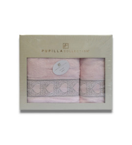 Набір бамбукових рушників Pupilla Love 2 шт(50х90см та 70х140см) Pembe