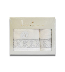 Набір бамбукових рушників Pupilla Love 2 шт(50х90см та 70х140см) Krem
