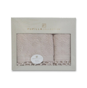 Набір махрових рушників Pupilla Perla 2 шт(50х90см та 70х140см) Pudra